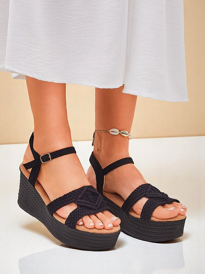 Royalfashion Sieviešu platformas sandales ar pītiem elementiem Sunny Day