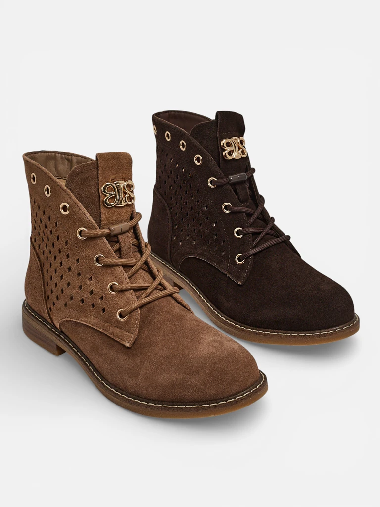 Women's Openwork Ankle Boots made of Natural Leather Aurelias