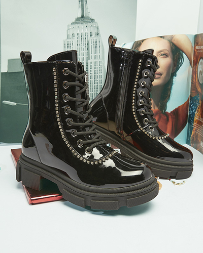Black women's lacquered bagger boots Dexoci - Footwear