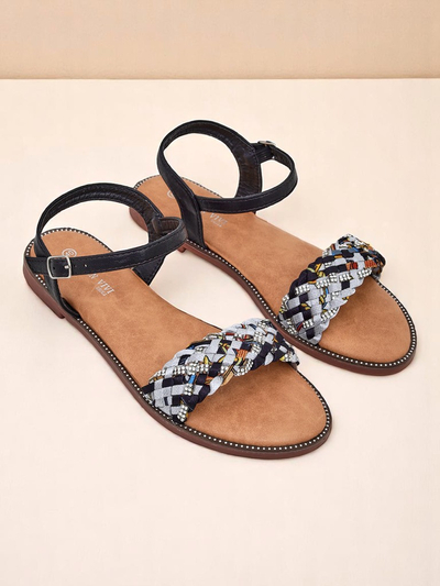 Royalfashion Sandale për femra me shollë të sheshtë ColorStrap