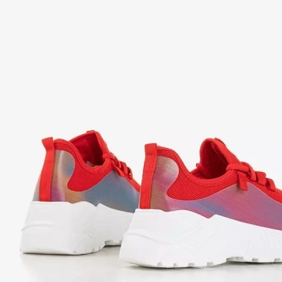OUTLET Red women's sneakers with a multicolored insert Isis - Footwear