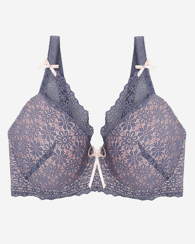 Women's pink bra with purple lace - Underwear