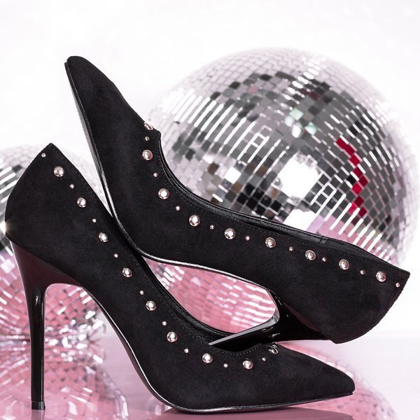 Black pumps on a stiletto heel with silver jets Filia - Footwear