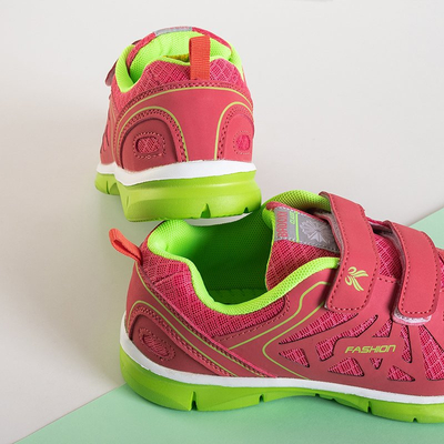 Coral children's sports shoes on a green Frater sole - Footwear