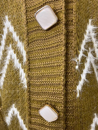 Royalfashion Sieviešu rakstains sinepju džemperis