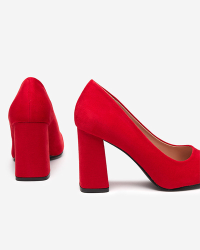 Red women's pumps with a square toe Zerila - Footwear