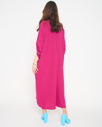 Fuchsia women's oversize midi dress - Clothing
