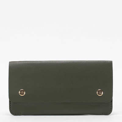 Large dark green women's eco-leather wallet - Accessories
