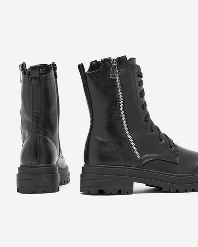 Melni sieviešu bagger zābaki ar plakanu papēdi Fetisa - Apavi