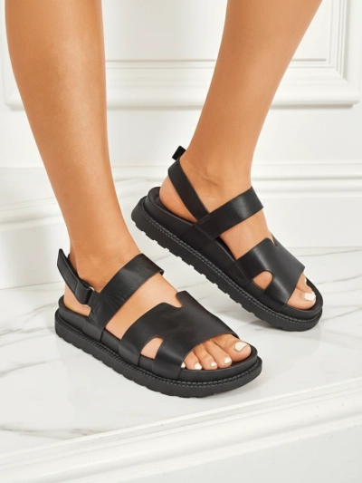 Hera Azzurro women's graphite eco-leather wedge sandals for summer