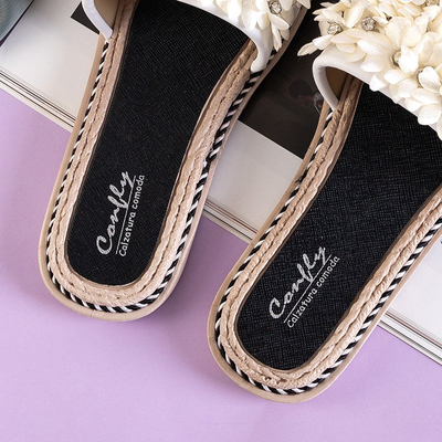 Women's white slippers with flowers Seiov - Footwear
