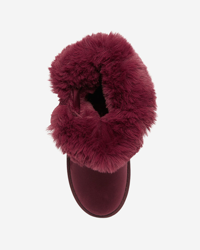 OUTLET Бордовые женские сапоги-снежки с бантом Rimms- Footwear