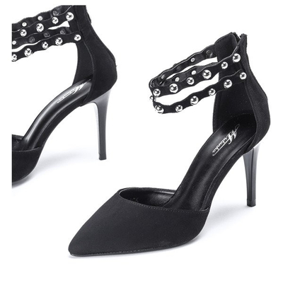 Black high heels with a decorative buckle Dayene - Footwear