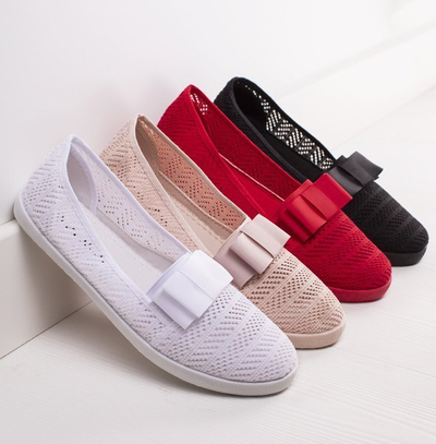 White openwork sneakers with a Nadin bow - Footwear