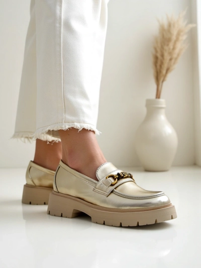 Royalfashion Женские мокасины с золотым покрытием Goldlove