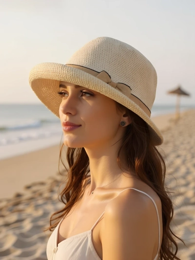 Royalfashion Women's hat decorated with a bow Summer Grace