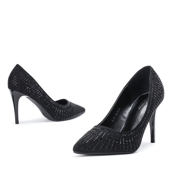Black pumps with decorative zircons on the heel Cyrina - Footwear