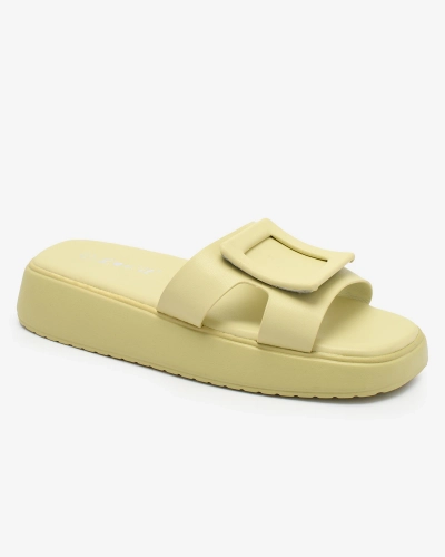 Royalfashion Light green women's flip-flops with buckle Ocurary