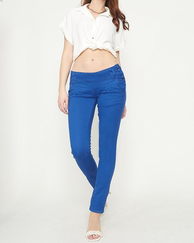 Cobalt fabric women's low waist trousers - Clothing