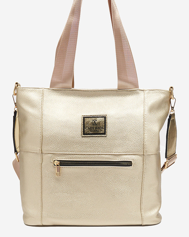 Women's gold eco-leather handbag - Accessories