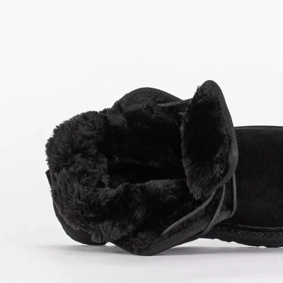 OUTLET Black children's short lace-up snow boots Tibilis- Footwear