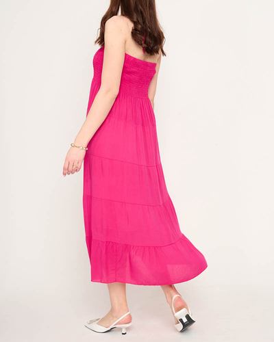 Fuchsia midi dress PLUS SIZE - Clothing