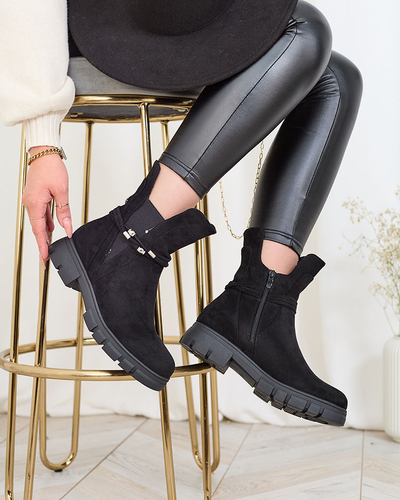 Royalfashion Black women's boots with decorative strap Dafflo