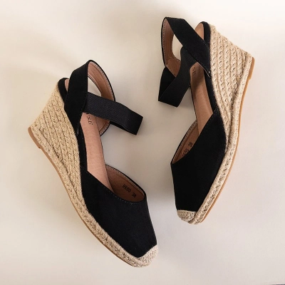 OUTLET Black women's sandals on a wedge Eupatoria - Sandals