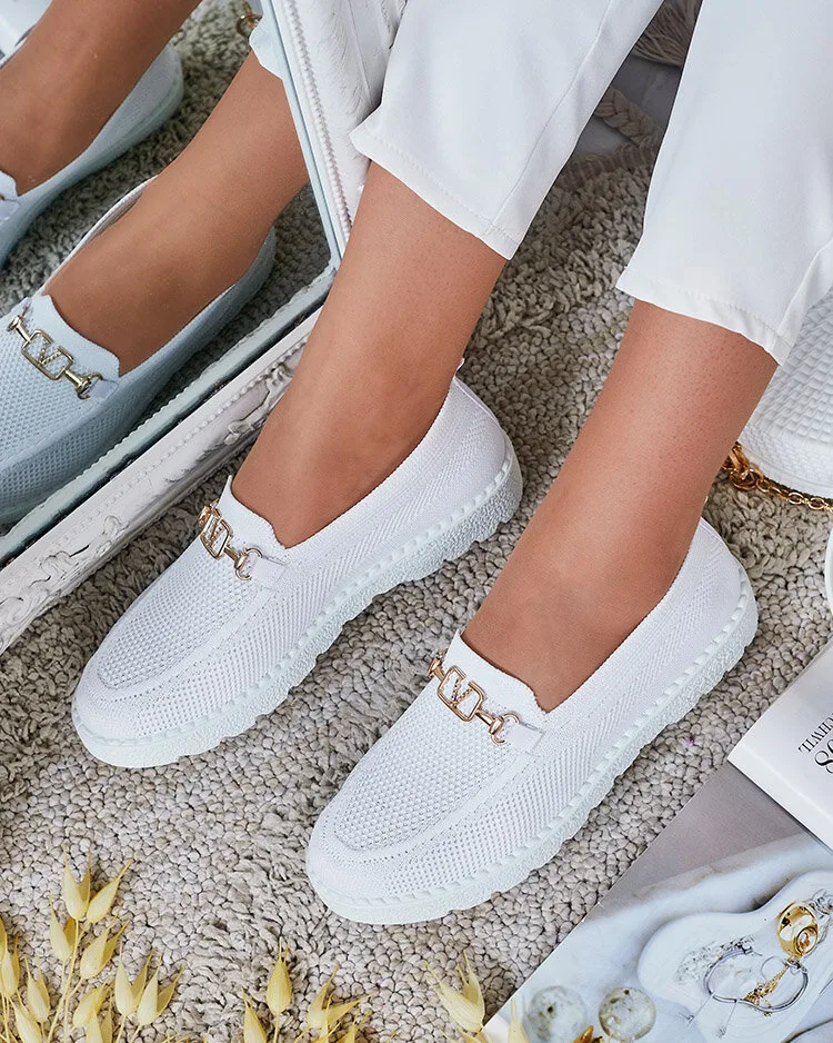 Royalfashion Женские тканевые мокасины с золотым украшением Erticae