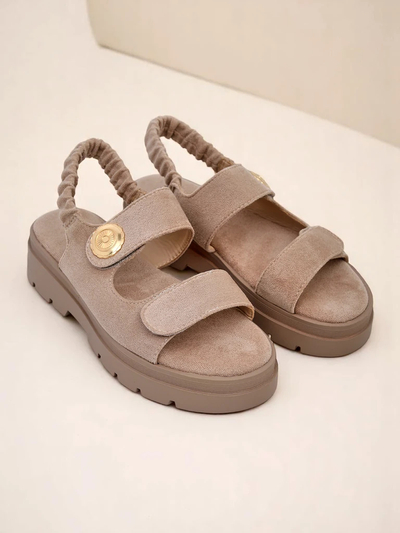 Royalfashion Callista women's beige suede platform sandals