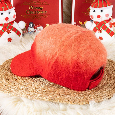 Red fur hat with visor - Caps