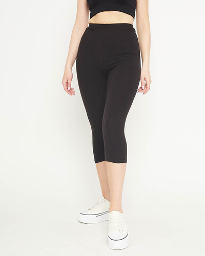 Women's 3/4 Black Leggings - Clothing