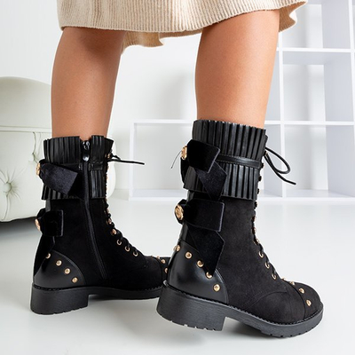Black women's boots with Farida ornaments - Footwear