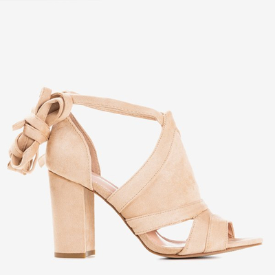 Beige high heel sandals with Lastina upper - Footwear