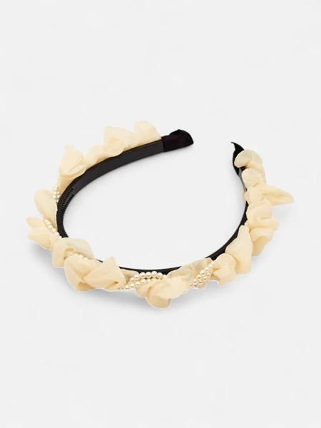 Royalfashion Повязка на голову с оборками и жемчугом