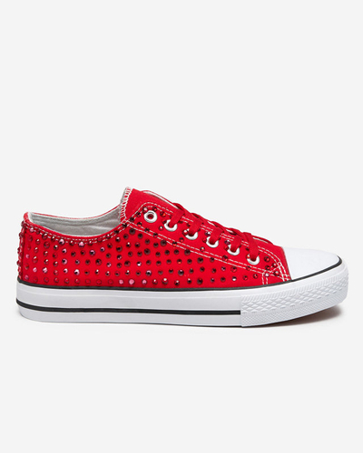 Women's sneakers with colored zircons in red Amando- Footwear