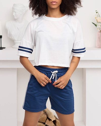 Women's sports tracksuit set with navy blue stripes - Clothing