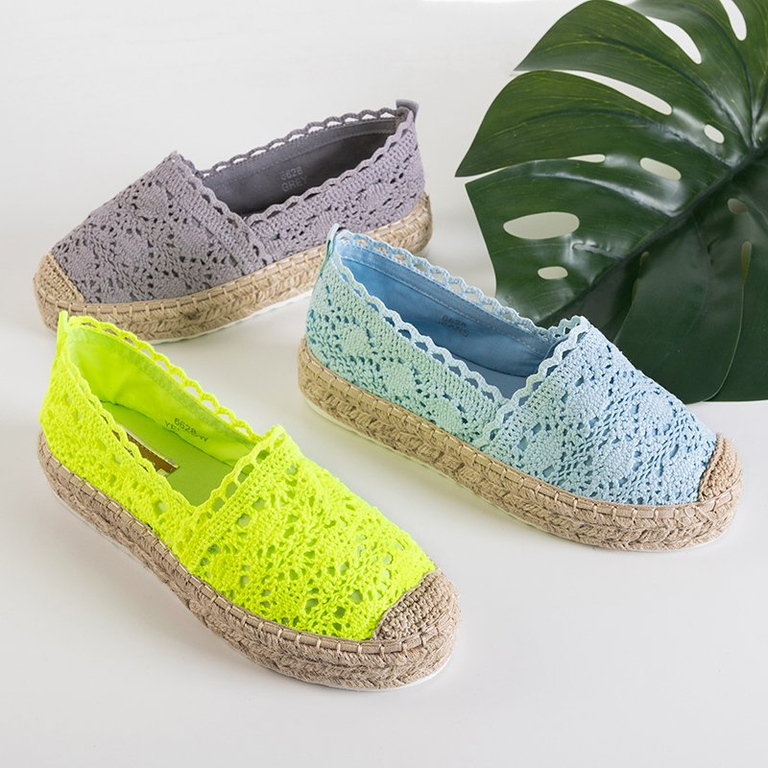 Neon yellow women's openwork platform espadrilles Abraf - Footwear