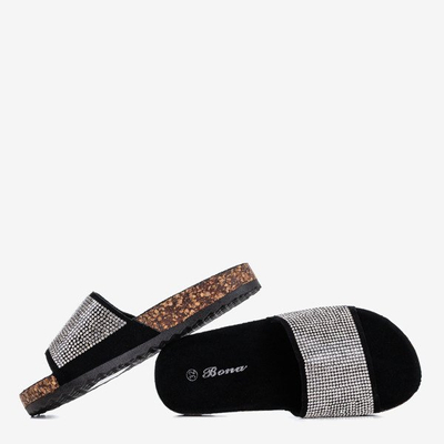 Black children's flip-flops with cubic zirconia Procopia - Footwear 1