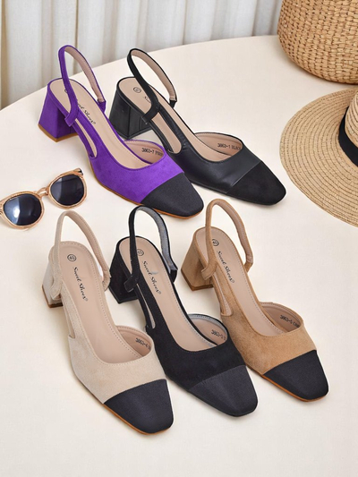 Royalfashion Women's Low Heel Pumps with Decorative Toe Eleganzo