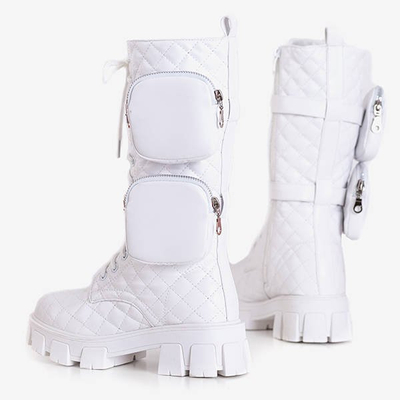 White low boots with quilted upper Tepani - Footwear
