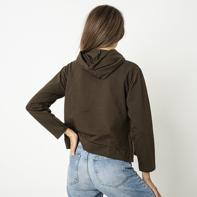 Dark green women's sweatshirt with inscription - Clothing