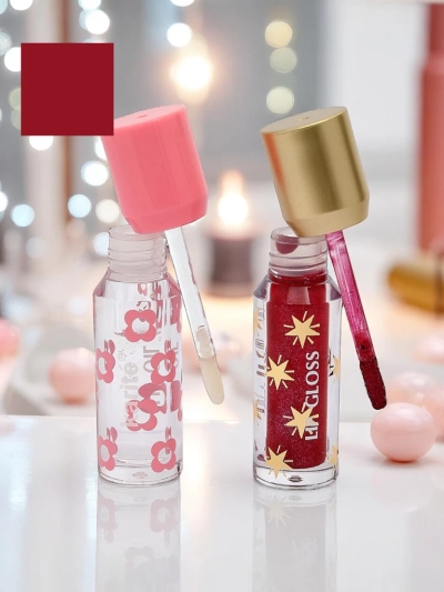 2-in-1 Glitter Lip Gloss and Clear Lip Gloss Ruby Woo
