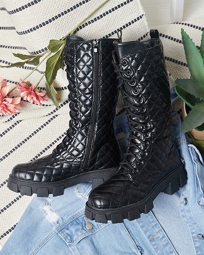 Black low boots with quilted upper Tepano - Footwear