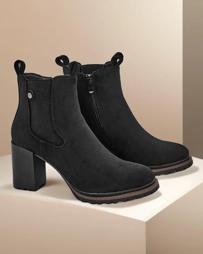 Royalfashion Women's eco-suede ankle boots on a pillar Idilla