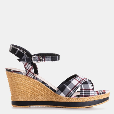 Women's black checkered wedge sandals Luqio - Shoes