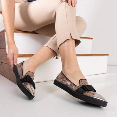 Khaki slip on with Emmalynn bow - Footwear
