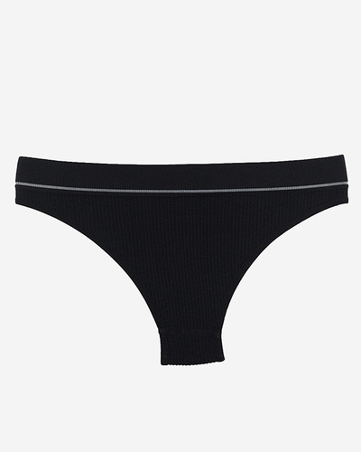 Ladies' black ribbed panties with sporty inscriptions - Underwear