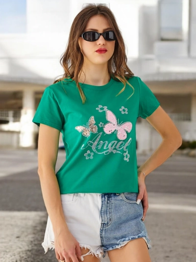 Royalfashion Women's Cotton T-Shirt Butterfly