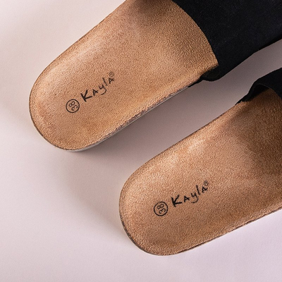 Женские тапочки из экозамши на плоской подошве Silveria черного цвета - Туфли